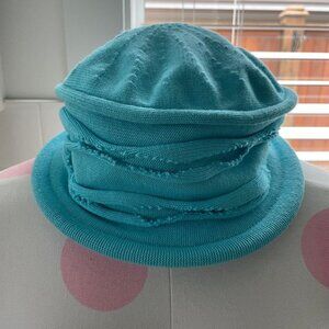 Parkhurst SunguardCotton Cloche Hat Pool Side Turquoise Blue Sz OS NWT